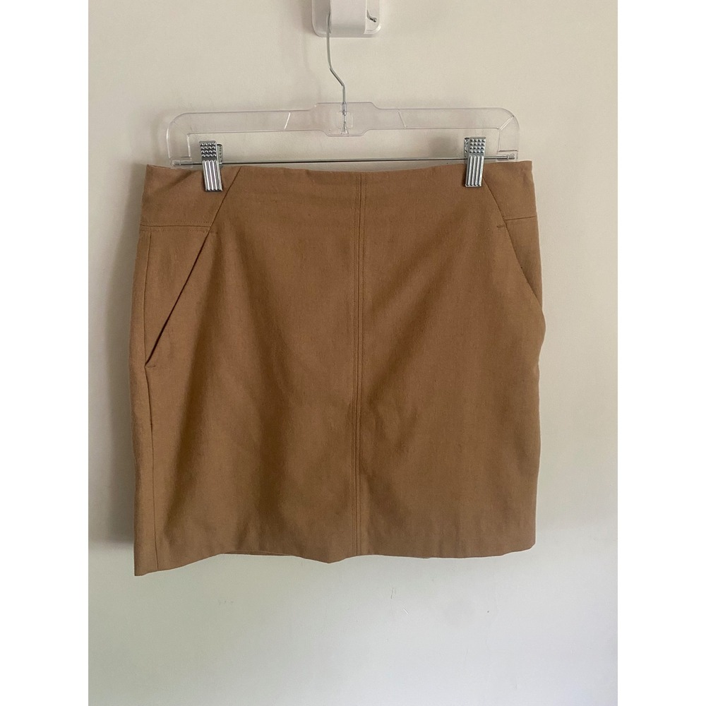 LOFT Womens Camel Tan Wool Blend‎ Mini Skirt Size 6 Career Academic Solid Pocket